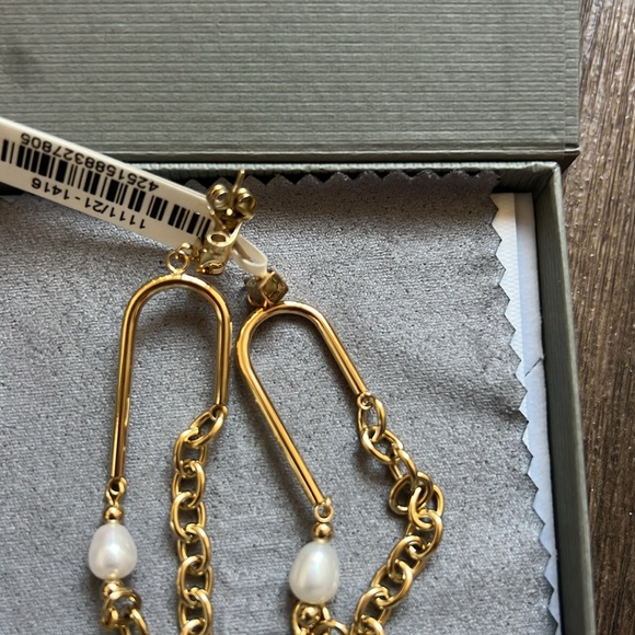 Earrings Chain & Pearl Fever white-gold - Picture 2 of 4